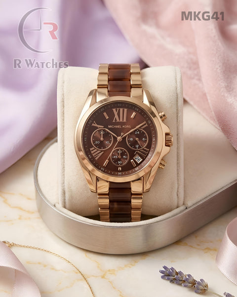 (OS)🖤⬆️⭐🔁 Michael kors girls dual tone brown dial (MKG41)