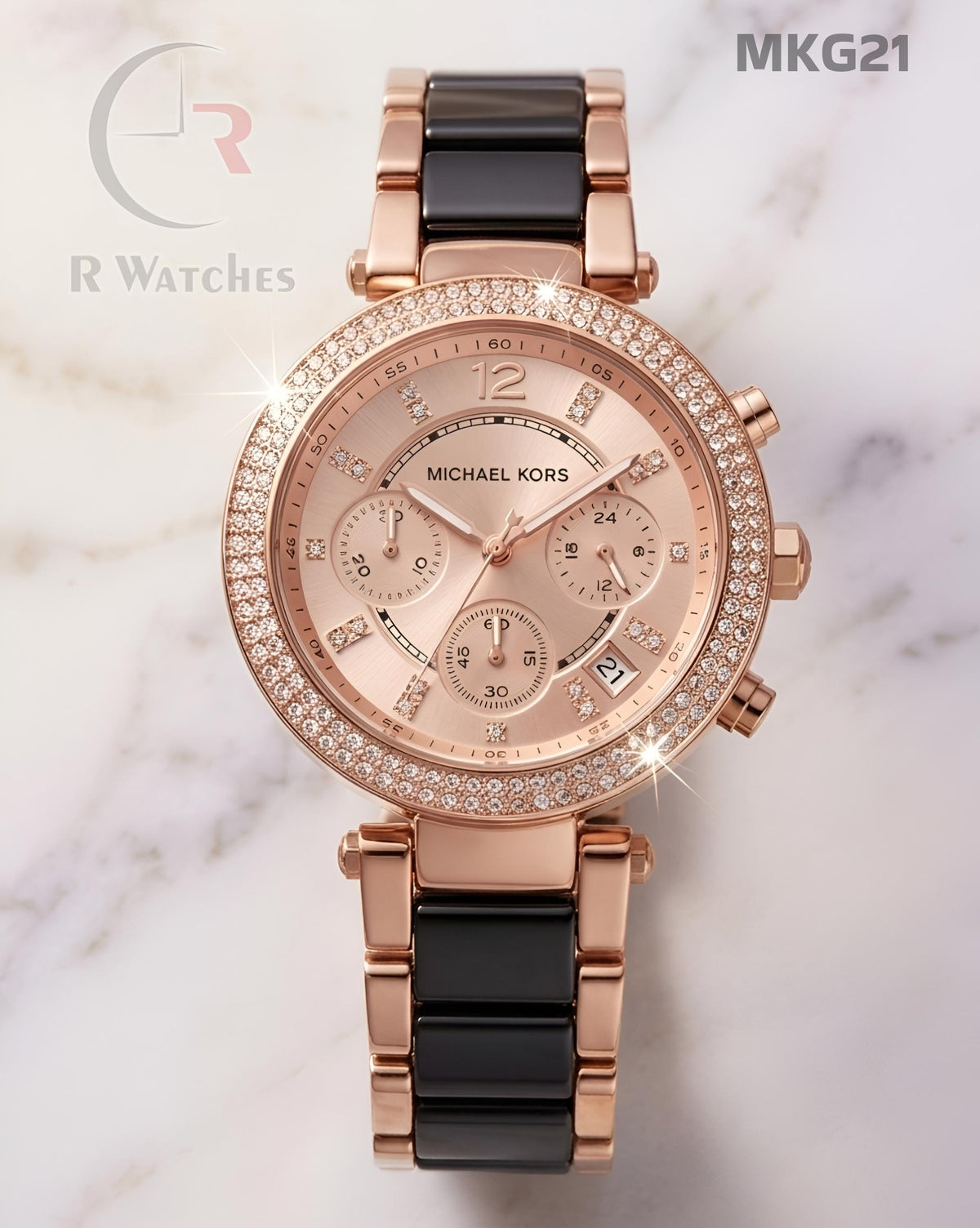 (SS)🖤⬆️⭐ MK Girls Black Rose Gold (MKG21)