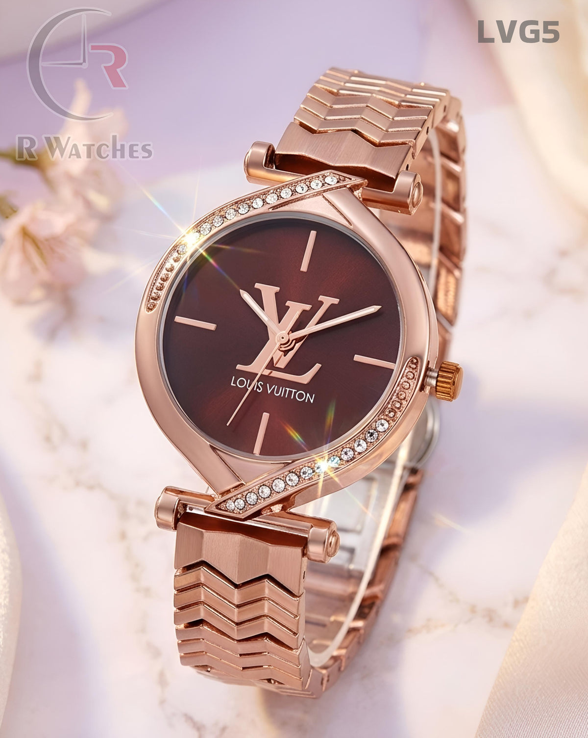 (OS)🖤⭐ LV Girls Rose Gold Brown Dial (LVG5)