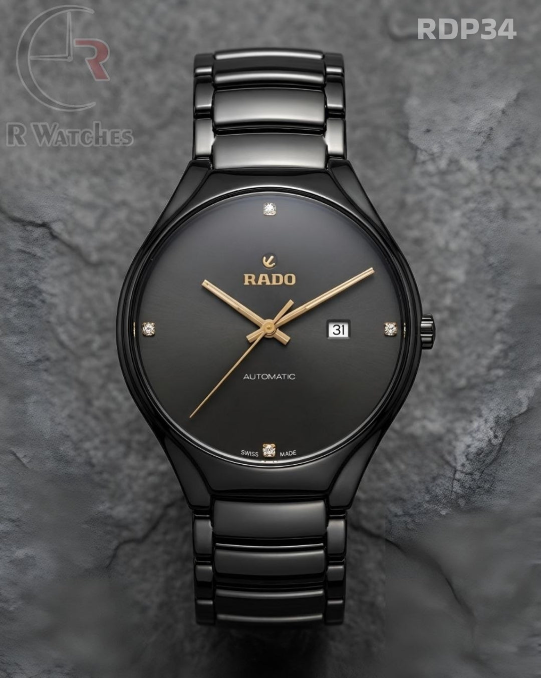 (OS)🖤⬆️ Rado Black Metal Gold Dial (RDP34)