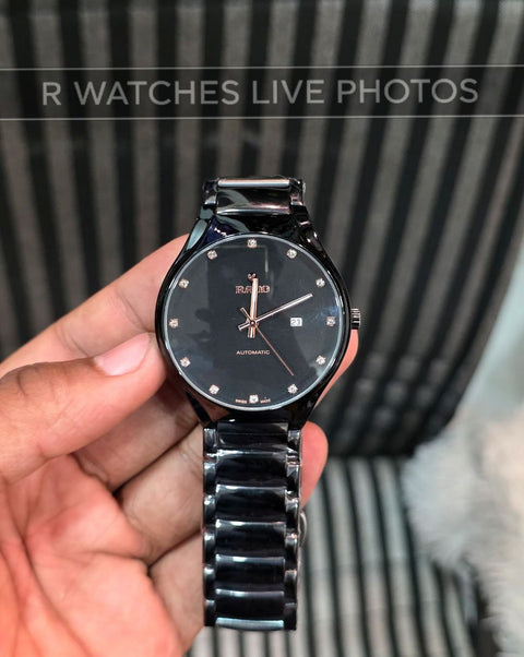 (OS2)📷⭐ Rado Black Metal Rose Gold Dial (RDP13)