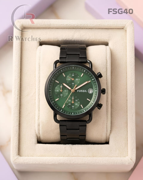 (OS)🖤⬆️🔁 Fossil Girls Black Green Dial (FSG40)