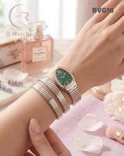 (SS)🖤⬆️ Bvlgari Girls Snake Diamond Rose Gold Green (BVG18)