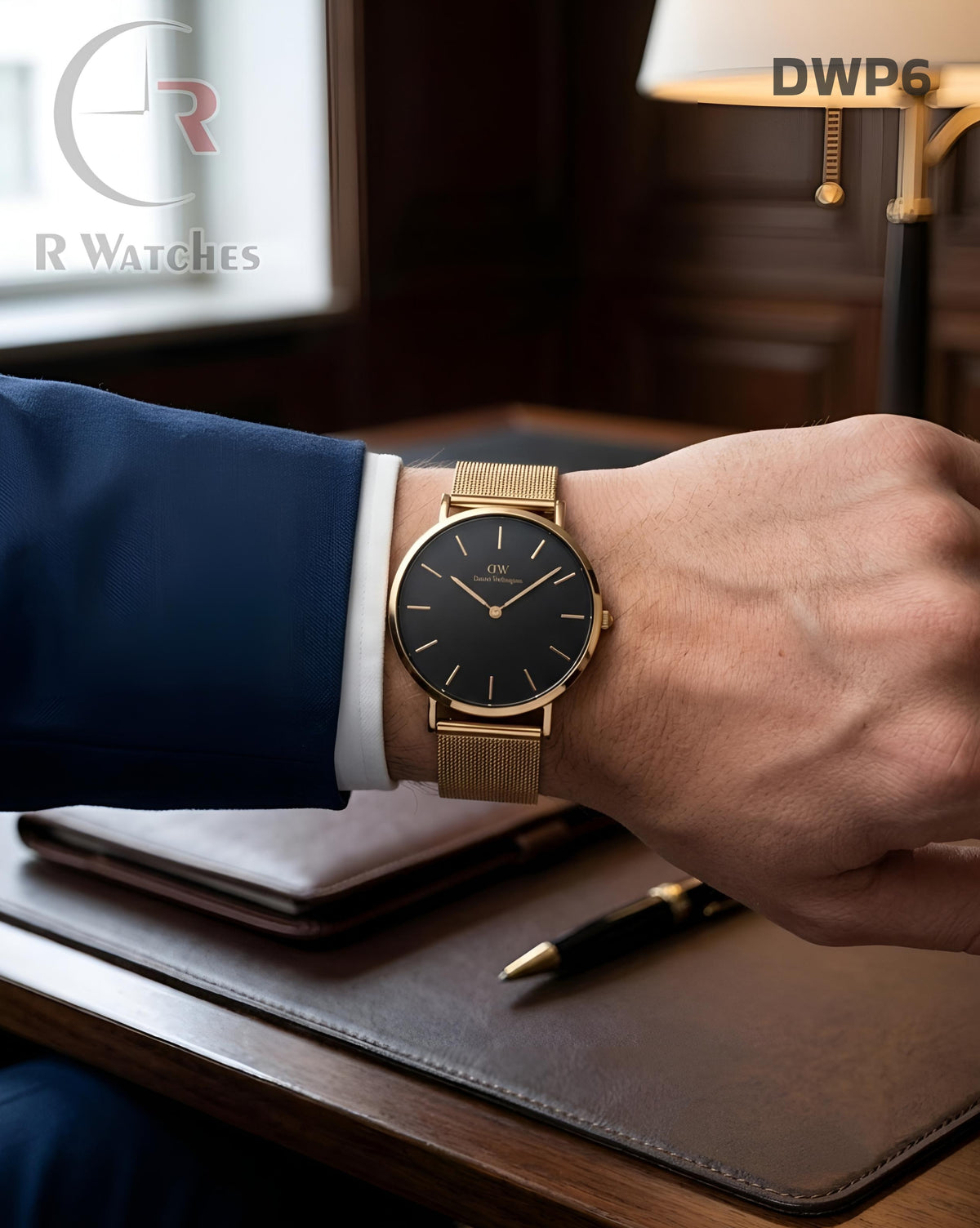 (OS2)🖤⬆️⭐ DW Wellington black dial gold metal (DWP6)