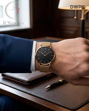 (OS2)🖤⬆️⭐ DW Wellington black dial gold metal (DWP6)