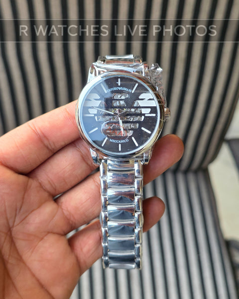 (SS)🖤⬆️⭐ Armani Automatic Black Silver (EAAM13)
