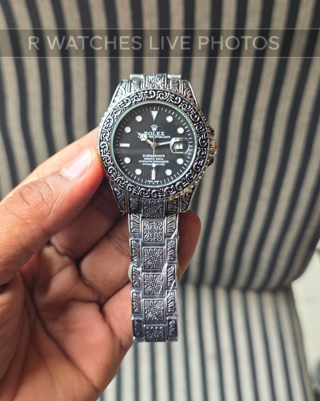 (SS)📷⭐ Rolex Rajwadi silver black dial(RXP56)