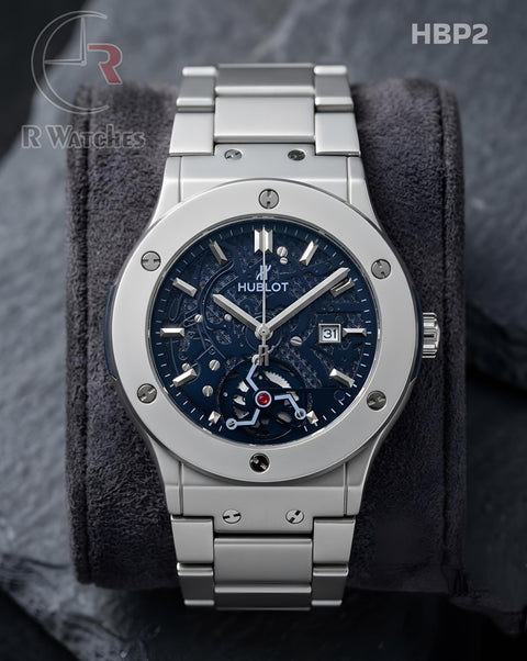 (OS)🖤⬆️⭐ Hublot Machinery Silver Nevy Blue (HBP2)