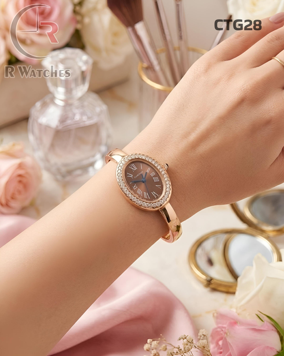 (OS)🖤⬆️ Cartier Girls Diamond Rose Gold Brown (CTG28)