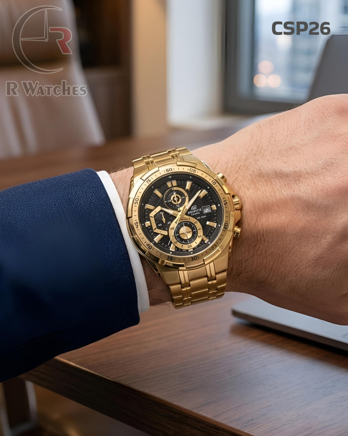 (OS)🖤⬆️⭐ Casio Edifice Premium Golden black dial (CSP26)