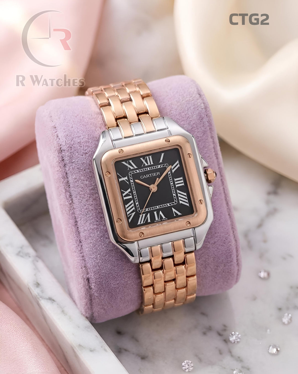 (OS)🖤⭐ Cartier Girls Dual Tone Black Roman (CTG2)
