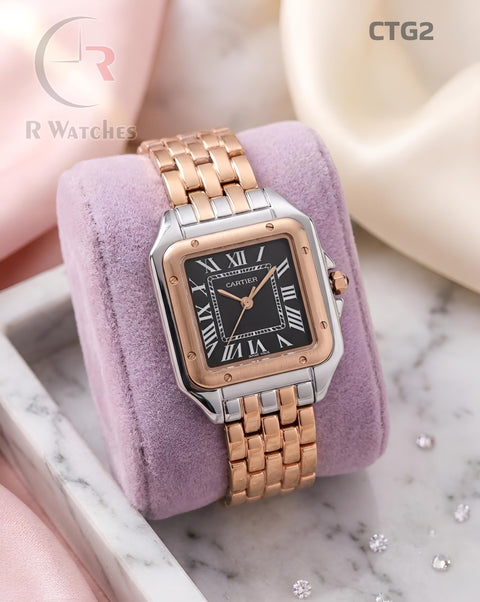 (OS)🖤⭐ Cartier Girls Dual Tone Black Roman (CTG2)