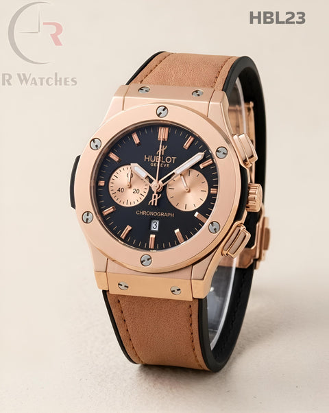 (SS)🖤 Hublot Leather Rose Gold Brown (HBL23)