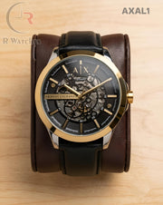 (SS)🖤 AX Automatic Leather Black Gold Dial (AXAL1)