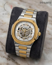(OS2)🖤⭐ Patek Philippe Automatic Dual Tone White Roman Dial (PPAM19)