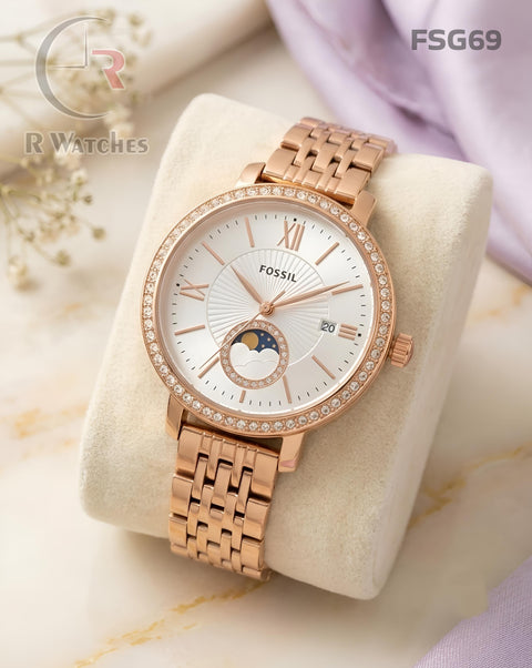 (SS)🖤 Fossil Girls Diamond Rose Gold White (FSG69)