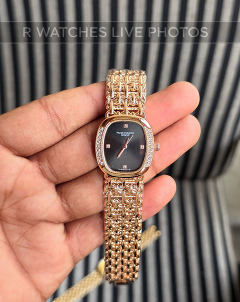 (OS)🖤⭐ Patek Philippe Girls Diamond Rose Gold Black (PPG8)