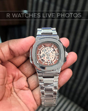 (OS3)🖤⭐ Patek Philippe Machinery Silver Brown (PPP28)