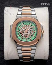 (OS)🖤⭐ Patek Philippe Machinery Rose Gold Green (PPP33)