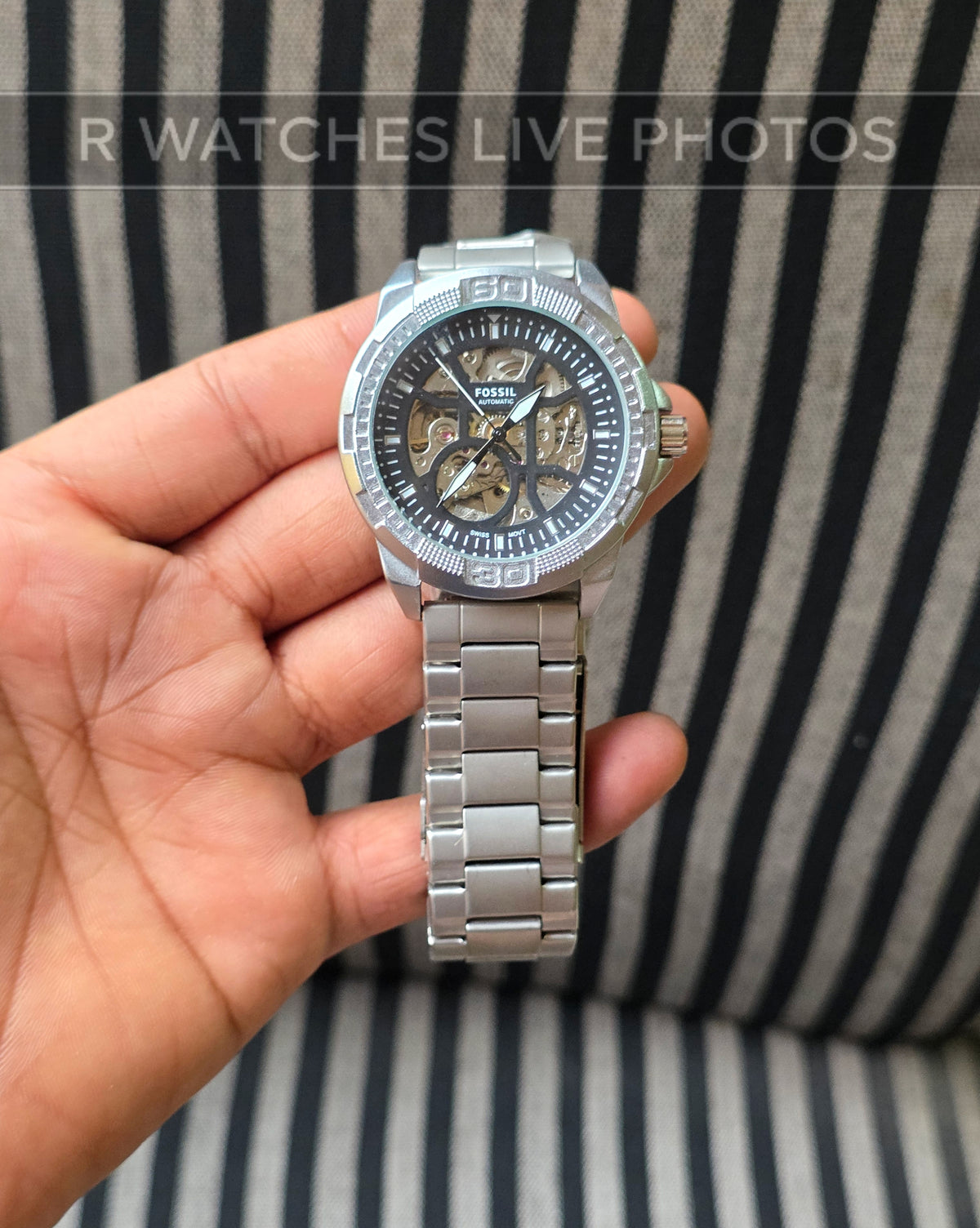 (OS)🖤⭐ Fossil automatic Silver Black (FSAM12)