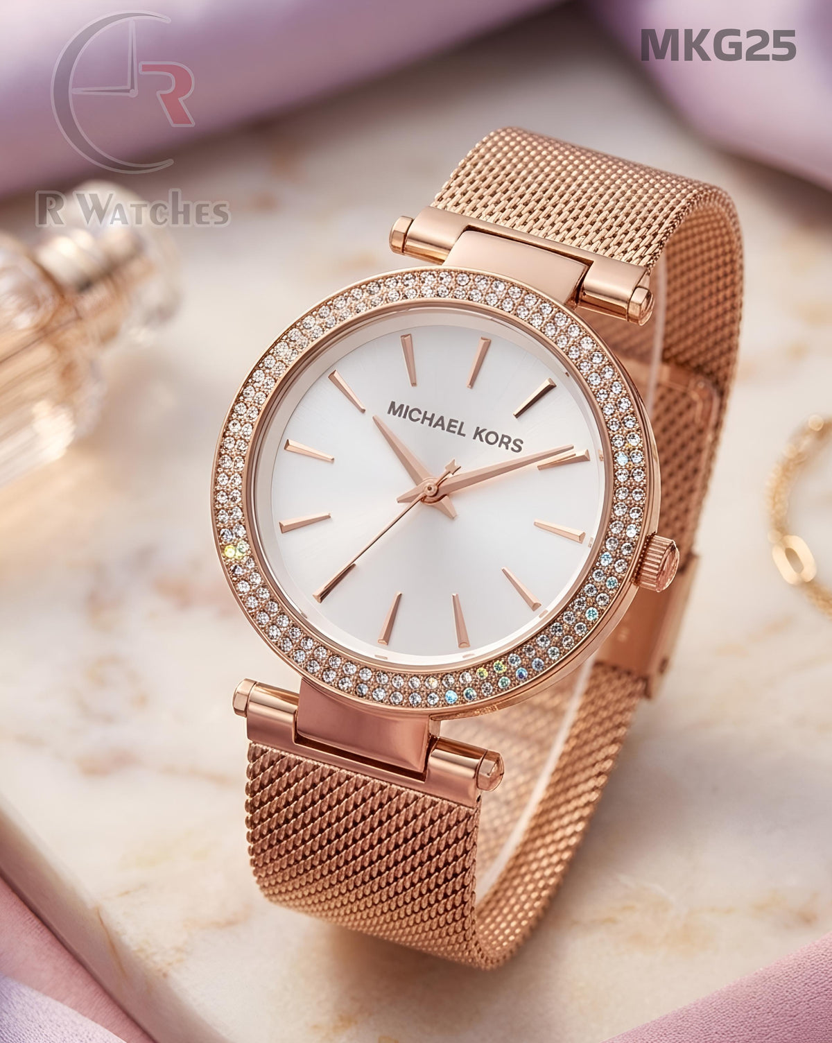 (OS)🖤⭐ MK Girls Diomond Edition Rose Gold White (MKG25)