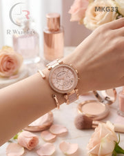 (SS)🖤⬆️⭐ MK girls Chrono rose gold pink (MKG33)
