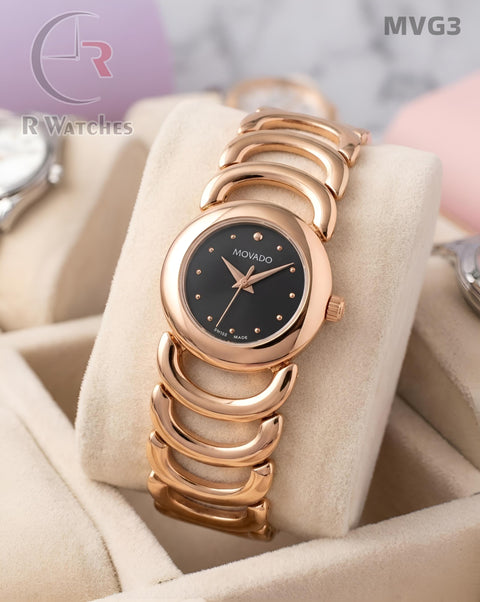 (SS)🖤⬆️🔁⭐ Movado girls rose gold black (MVG3)