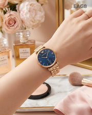 (OS)🖤⭐ Armani Girls Rose Gold Nevy Blue Dial (EAG8)