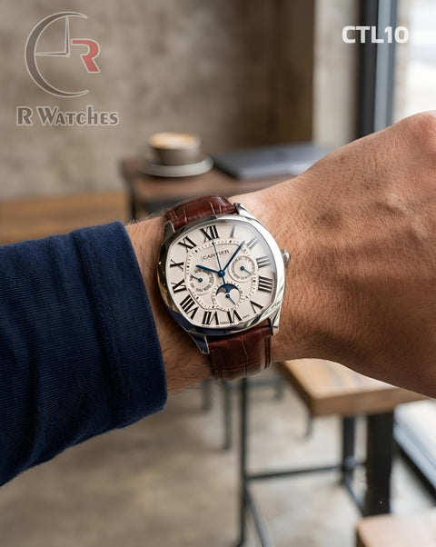 (OS)🖤⭐ Cartier Leather Sun Moon Edition Silver White (CTL10)