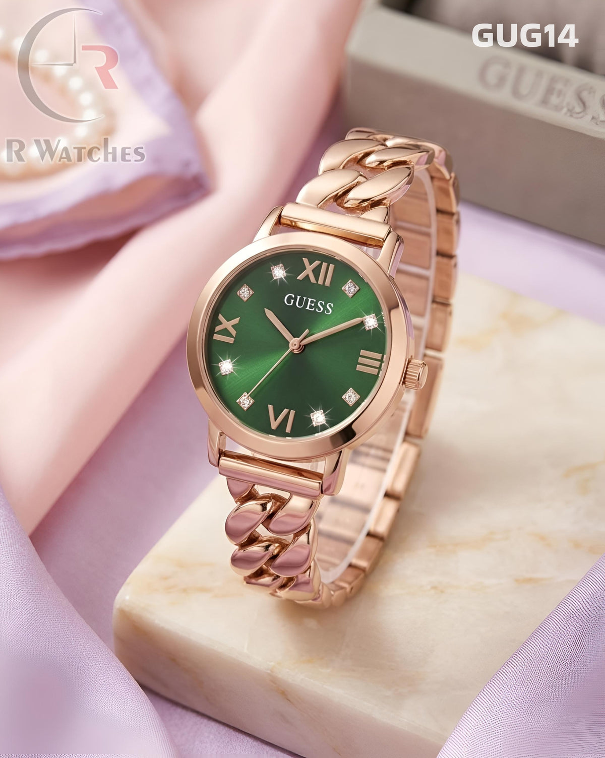 (OS)🖤⭐ Guess Girls Rose Gold Green (GUG14)