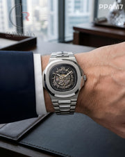 (OS2)🖤⭐ Patek Philippe Automatic Silver Black (PPAM7)