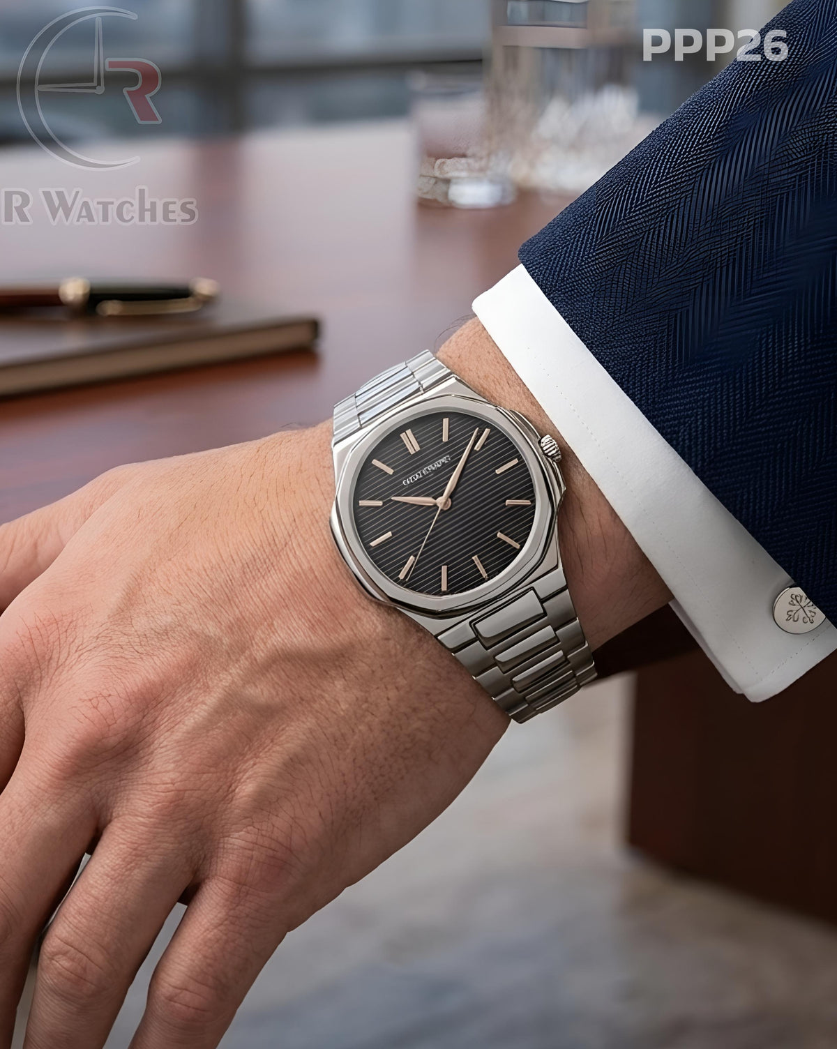 (OS)🖤⭐ Patek philip silver Black (PPP26)