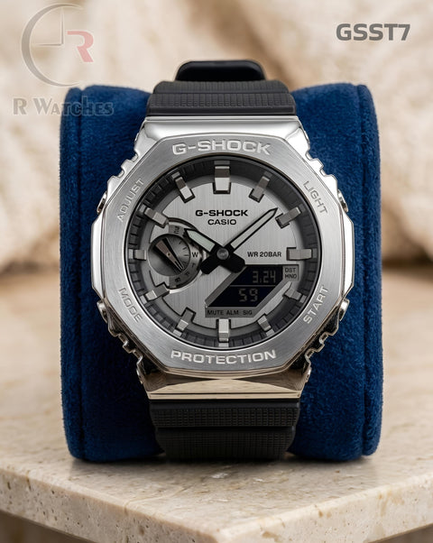 (OS9)🖤⬆️🔁⭐ G-Shock ga Grey black silicon (GSST7)
