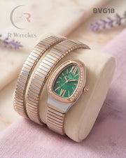 (SS)🖤⬆️ Bvlgari Girls Snake Diamond Rose Gold Green (BVG18)