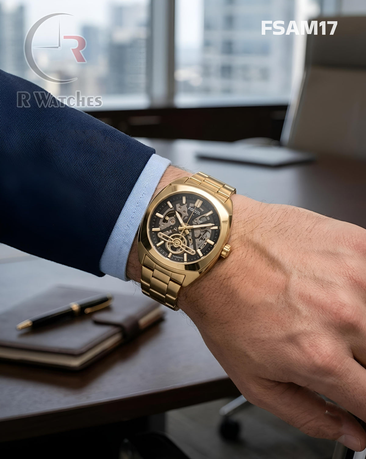 (SS)🖤⬆️⭐ Fossil Automatic Black Gold (FSAM17)