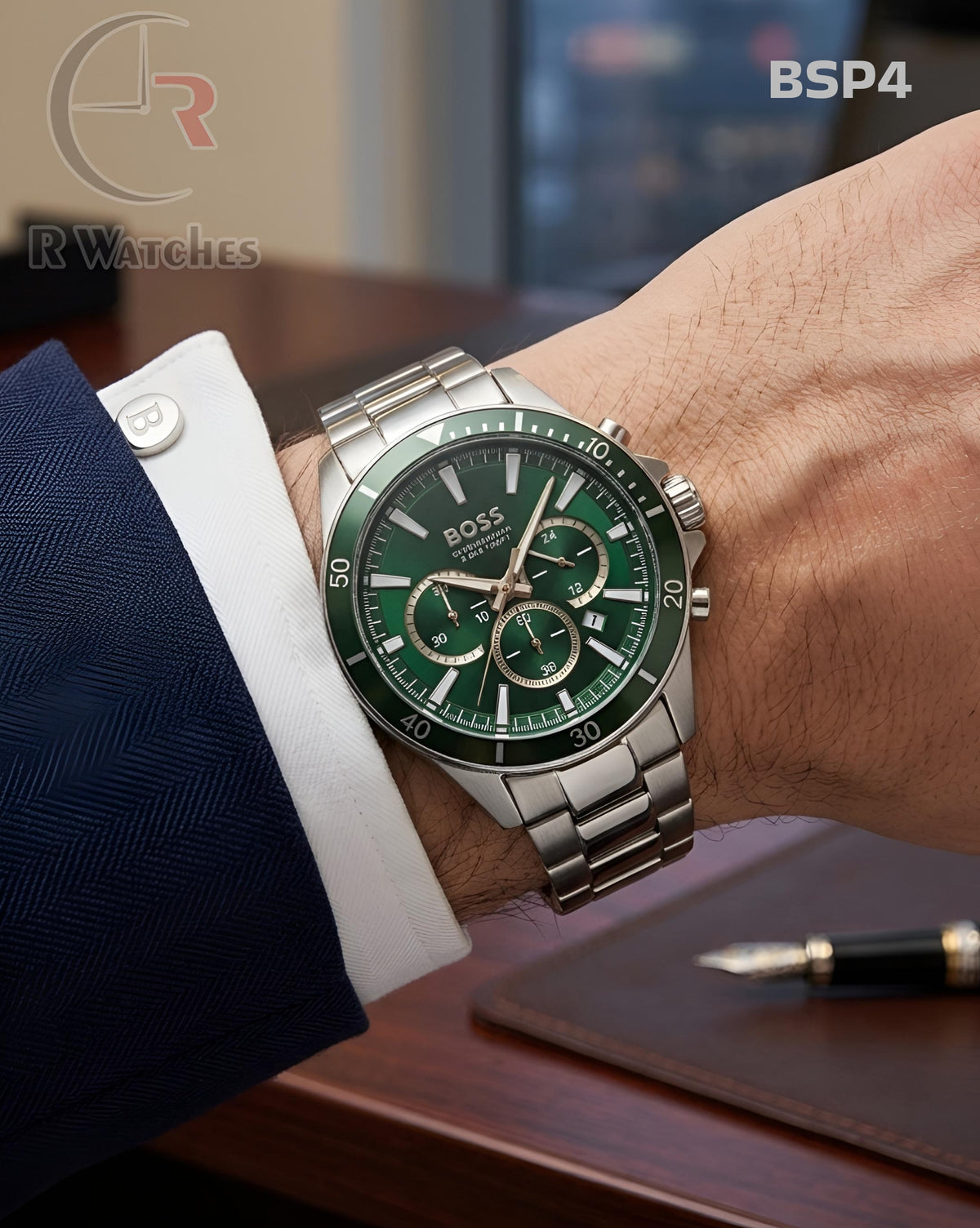 (SS)🖤⬆️⭐ Boss Silver Green Dial (BSP4)