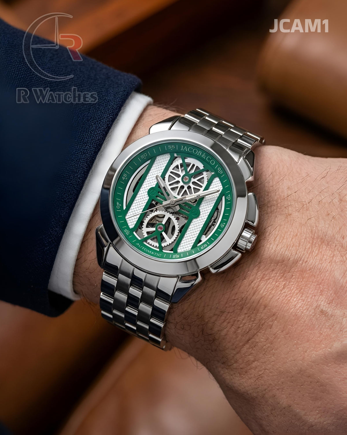 (OS)🖤 Jacob & Co Automatic Green Silver (JCAM1)