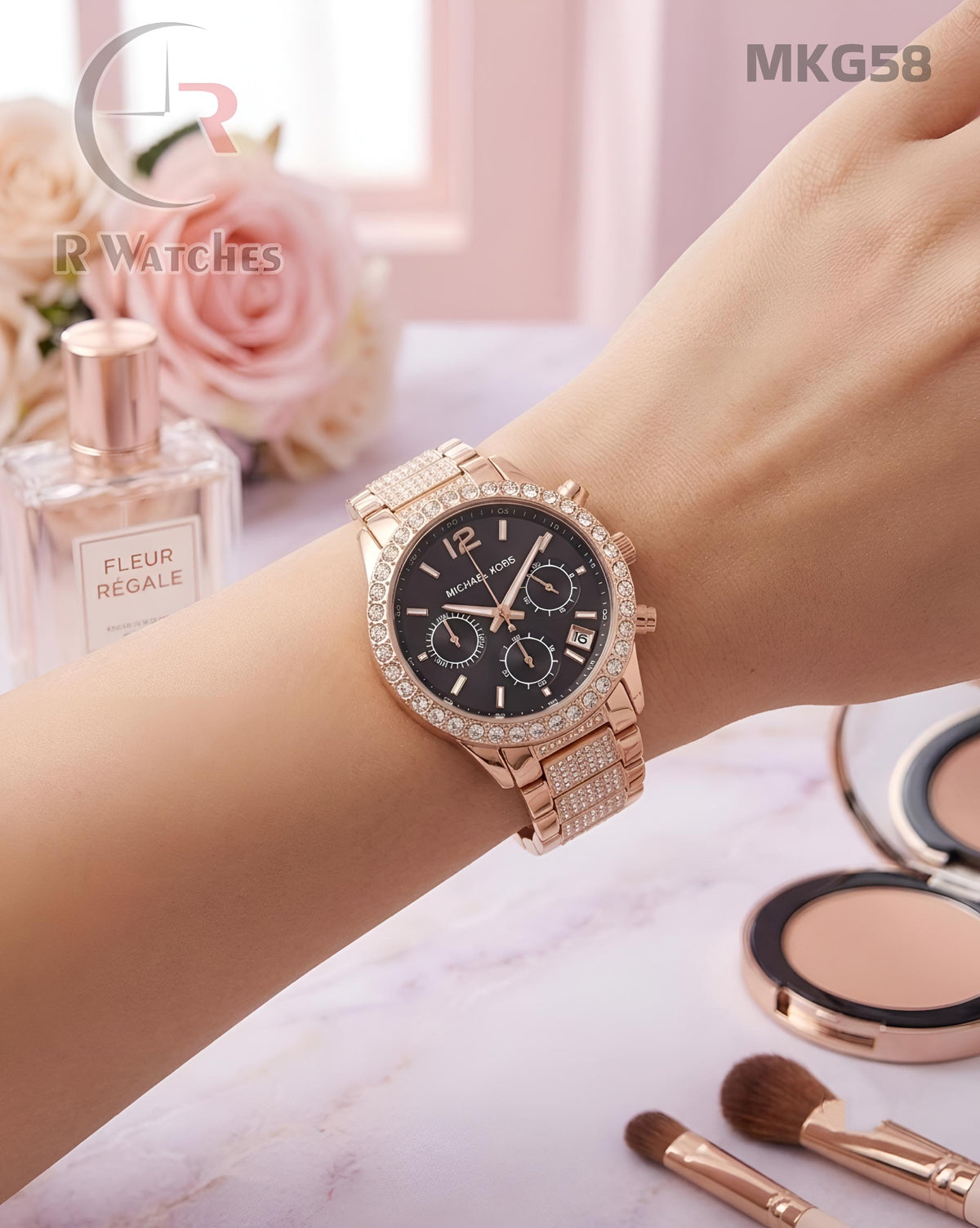 (OS)🖤⬆️ Mk Girls Diamond Rose Gold Black (MKG58)
