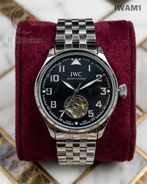 (OS)🖤⬆️⭐🔁 IWC Automatic Silver Black Dial (IWAM1)