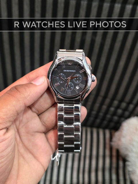 (OS)🖤⭐ Armani Metal Silver Black Roman Dial (EAP29)