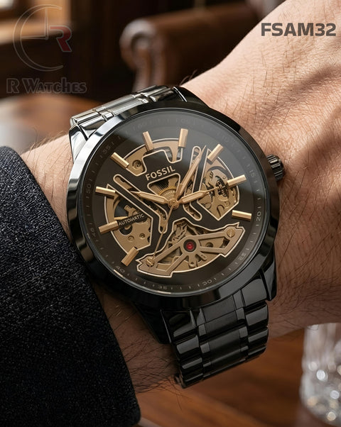 (SS)🖤⭐ Fossil Automatic Cross Full Black (FSAM32)