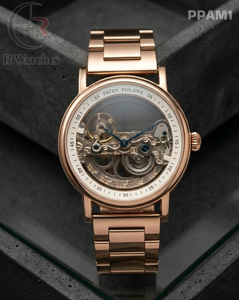 (SS)🖤⭐ Patek Philippe automatic Transparent rose gold (PPAM1)