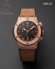 (OS)🖤 Hublot Machinery Leather Rose Gold Brown (HBL12)