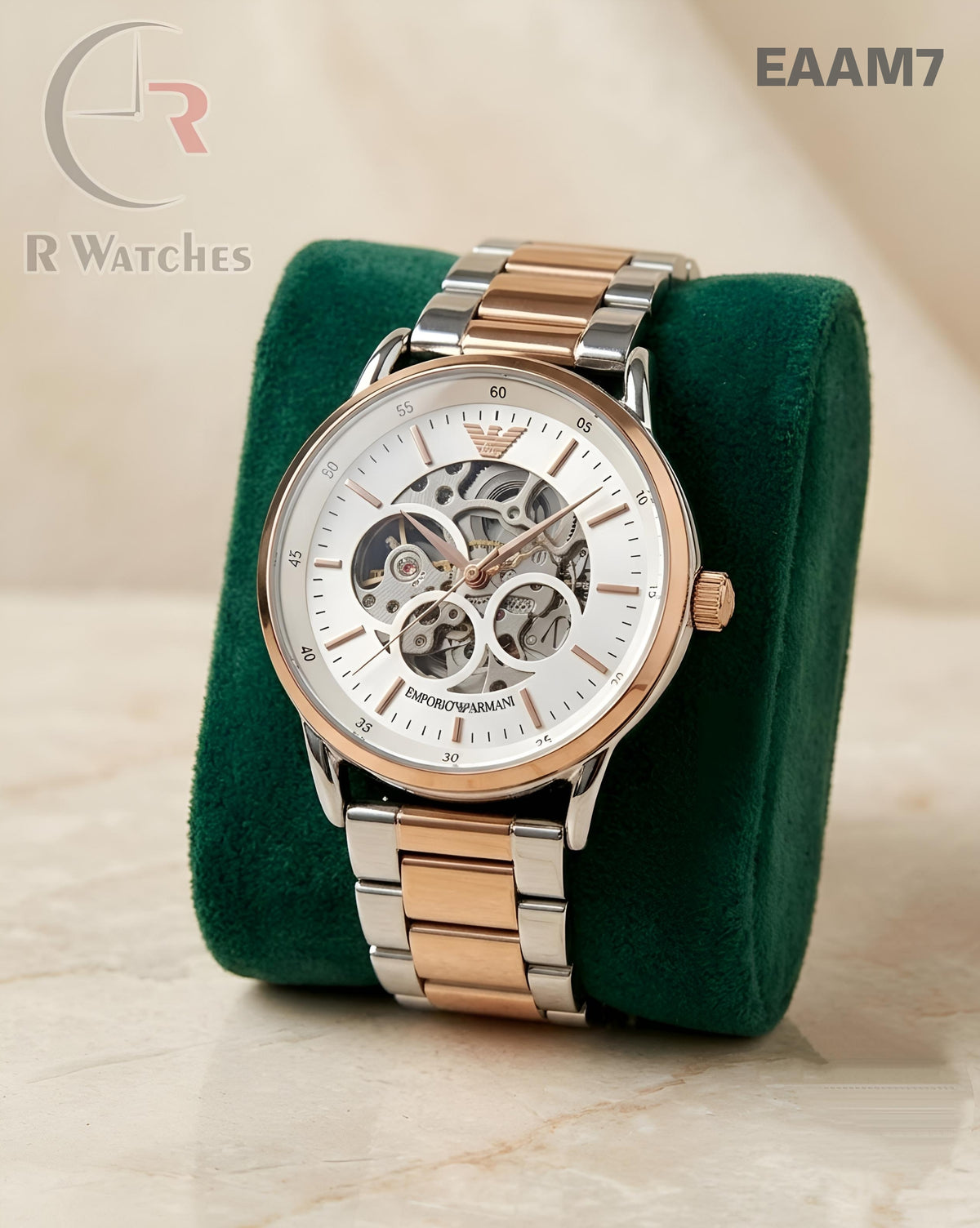 (OS)🖤⬆️ Armani Automatic Rose Gold White (EAAM7)