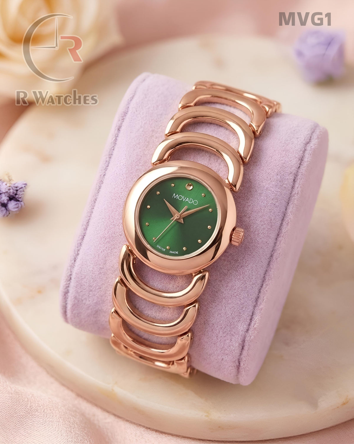 (OS)🖤⭐ Movado Girls Rose Gold Green (MVG1)