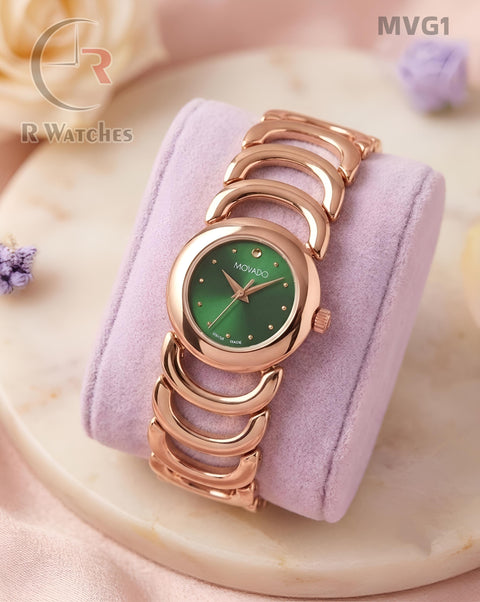 (OS)🖤⭐ Movado Girls Rose Gold Green (MVG1)