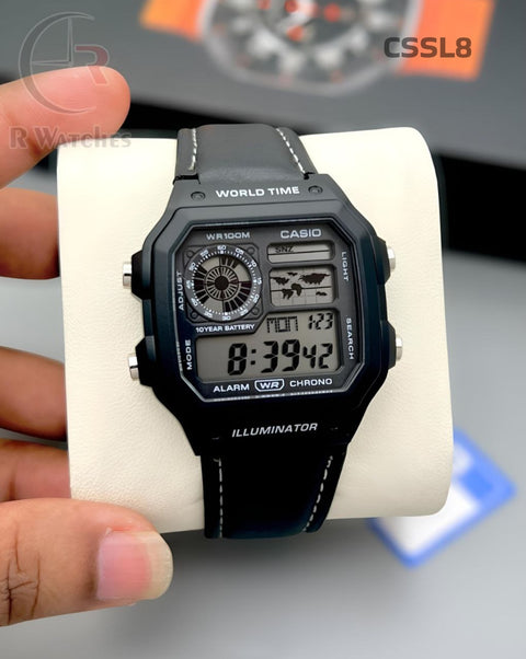 (OS2)🖤⬆️ Casio World Time Full Black (CSSL8)