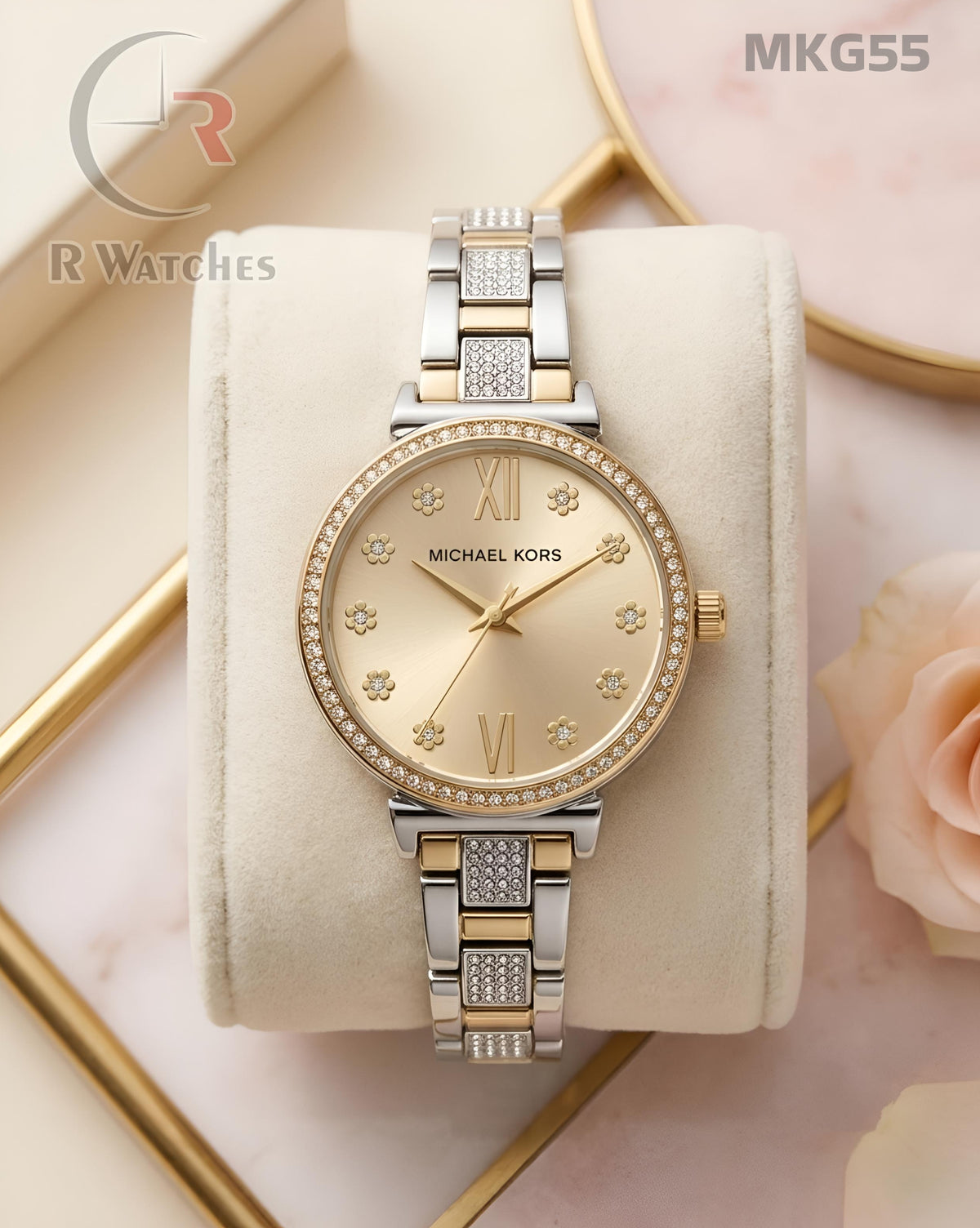 (OS)🖤⬆️ Mk Girls Diamond Dual Tone Gold (MKG55)