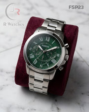 (OS2)🖤⭐ Fossil Silver Green Roman Dial (FSP23)