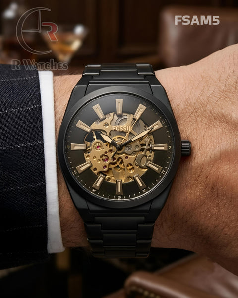 (OS3)🖤⬆️⭐🔁 Fossil Automatic Metal black (FSAM5)